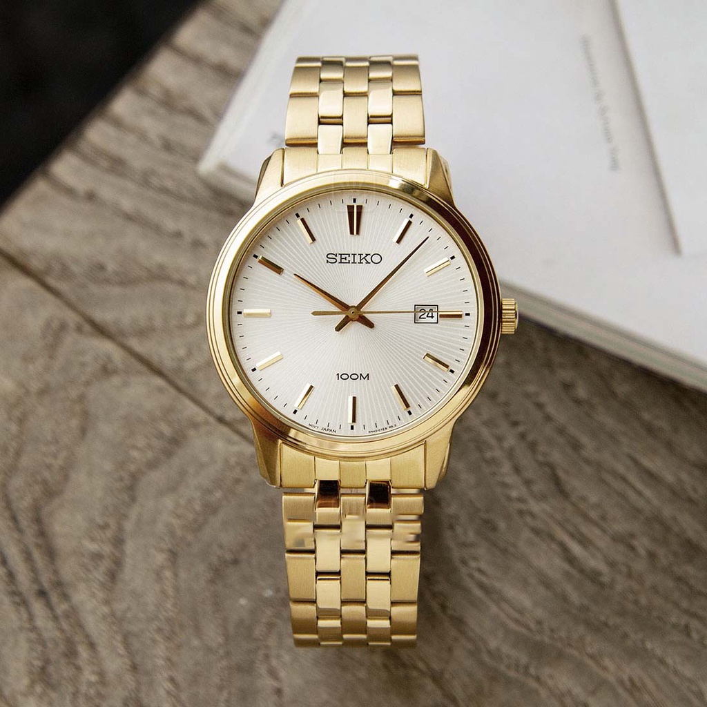 Đồng hồ nữ Seiko SUR412P1 Classic dây thép không rỉ mạ vàng chống chầy chống nước 5ATM bảo hành quốc tế 12 tháng
