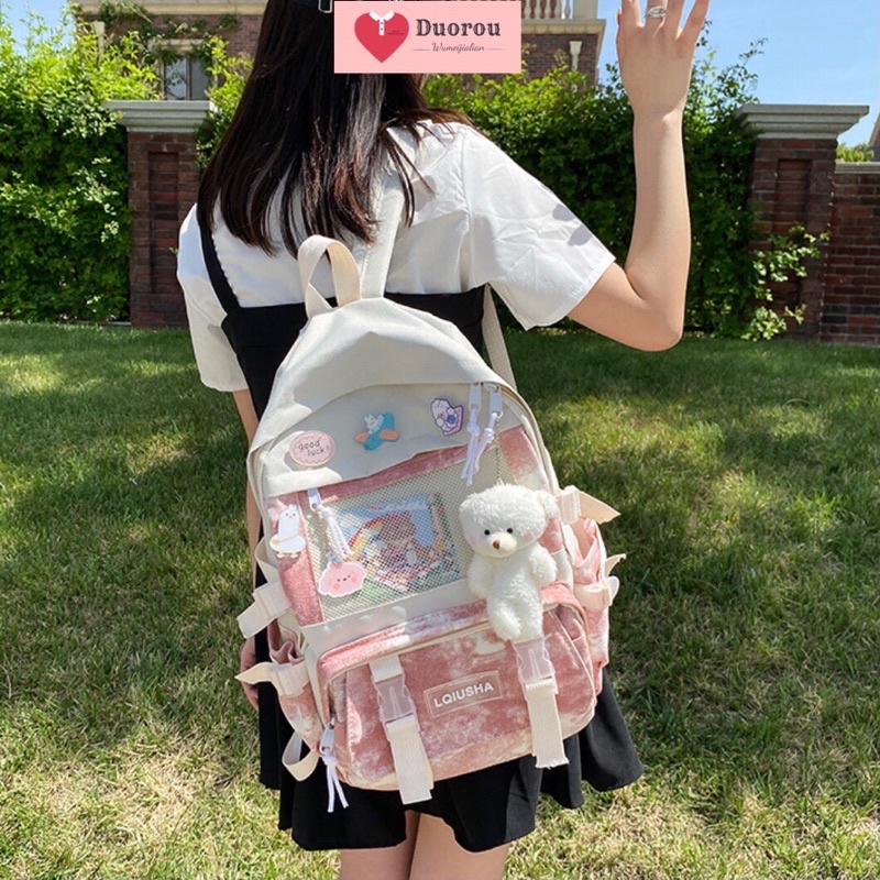 BALO ULZZANG 2 LỚP CHỐNG NƯỚC THỜI TRANG ĐI HỌC ĐI CHƠI DẼ THƯƠNG ĐÁNG YÊU - Cặp xách dễ thương