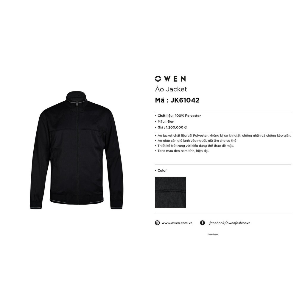 Áo khoác owen 2 lớp màu đen vải vân sần JK61042