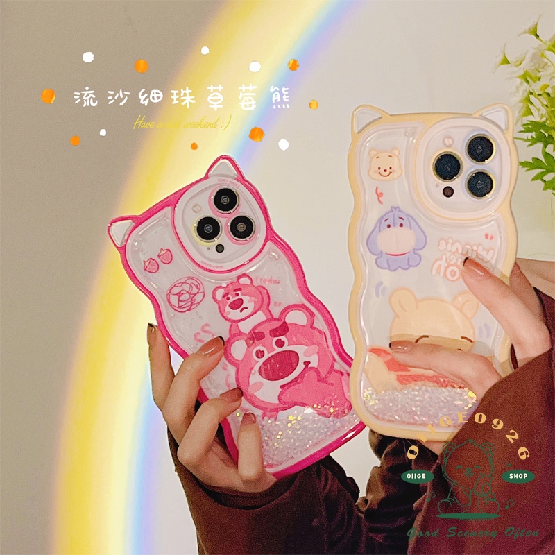 Ốp Điện Thoại TPU Hình Tai Mèo/Gấu Winnie/Gợn Sóng Đính Hạt Cho Iphone 13 12 / 11 Pro Max / Xs Max Xr X