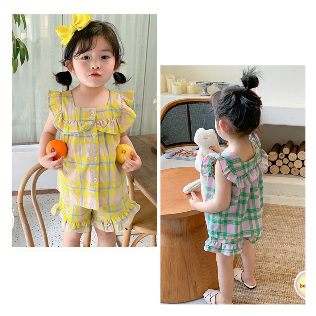 Bộ cho bé gái chất thô mềm thấm hút mồ hôi màu sắc tôn da 8-16kg - BABKids