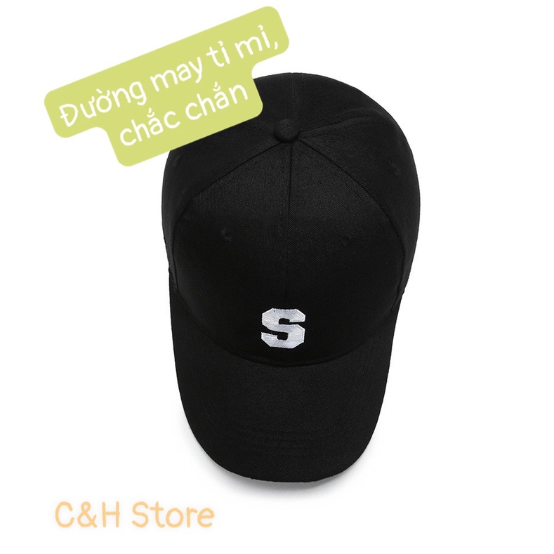 Mũ lưỡi trai thêu chữ S, nón kết nam nữ form unisex phong cách ulzzzang vải cotton N14