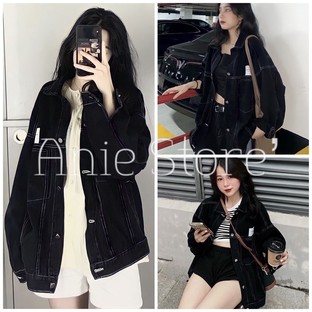 Áo Khoác Jeans Nữ Logo Chỉ Nổi Dài Tay ? Áo Sơ Mi Bò Nữ Dáng Rộng ?