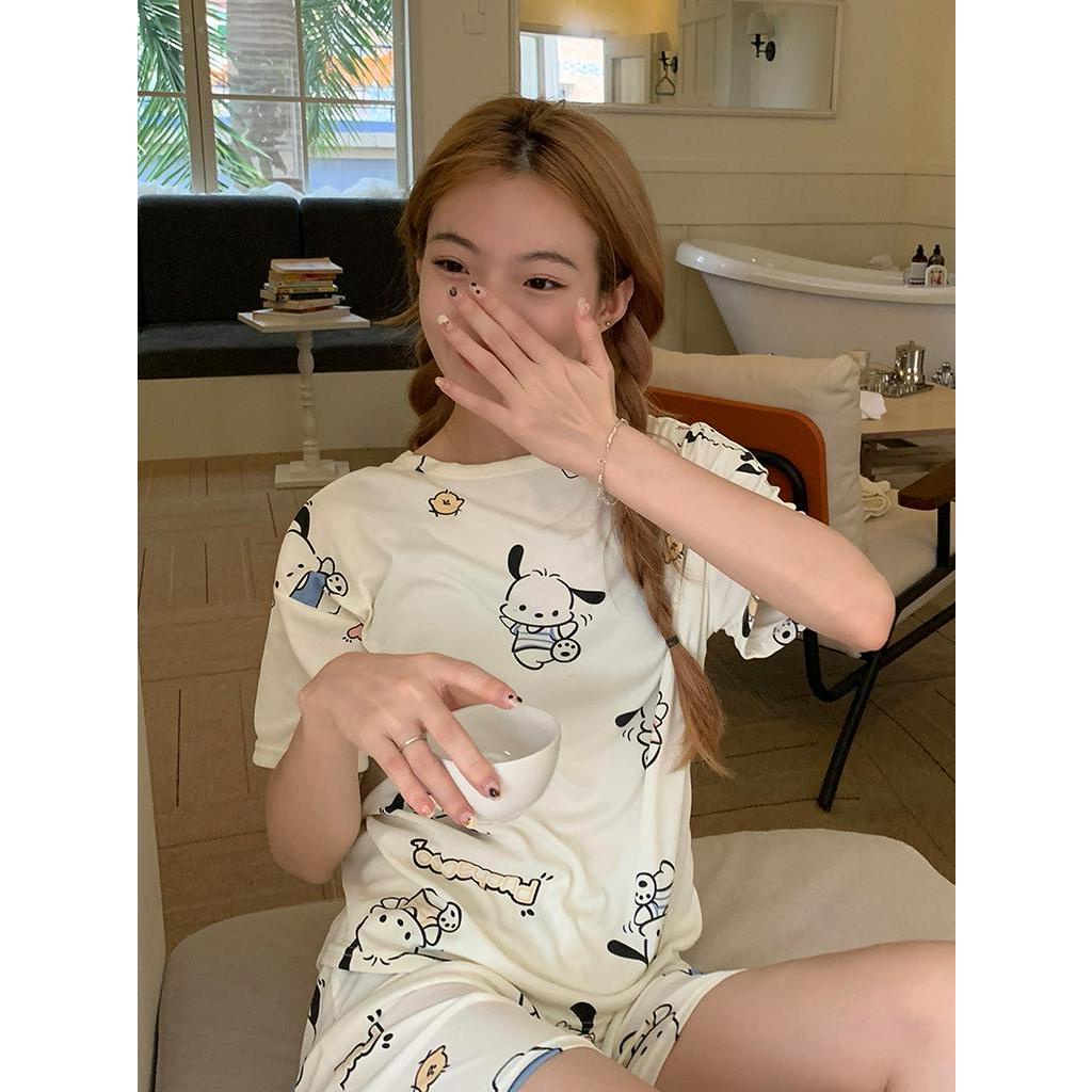 Bộ Đồ Ngủ Tay Ngắn In Hoạt Hình Thân Thiện Với Da Thời Trang Mùa Hè 63771