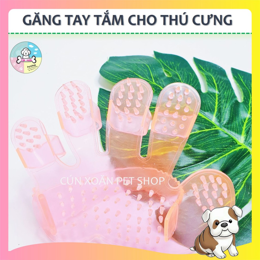 Găng tay tắm massage loại bỏ lông rụng cho chó - phụ kiện cho chó mèo