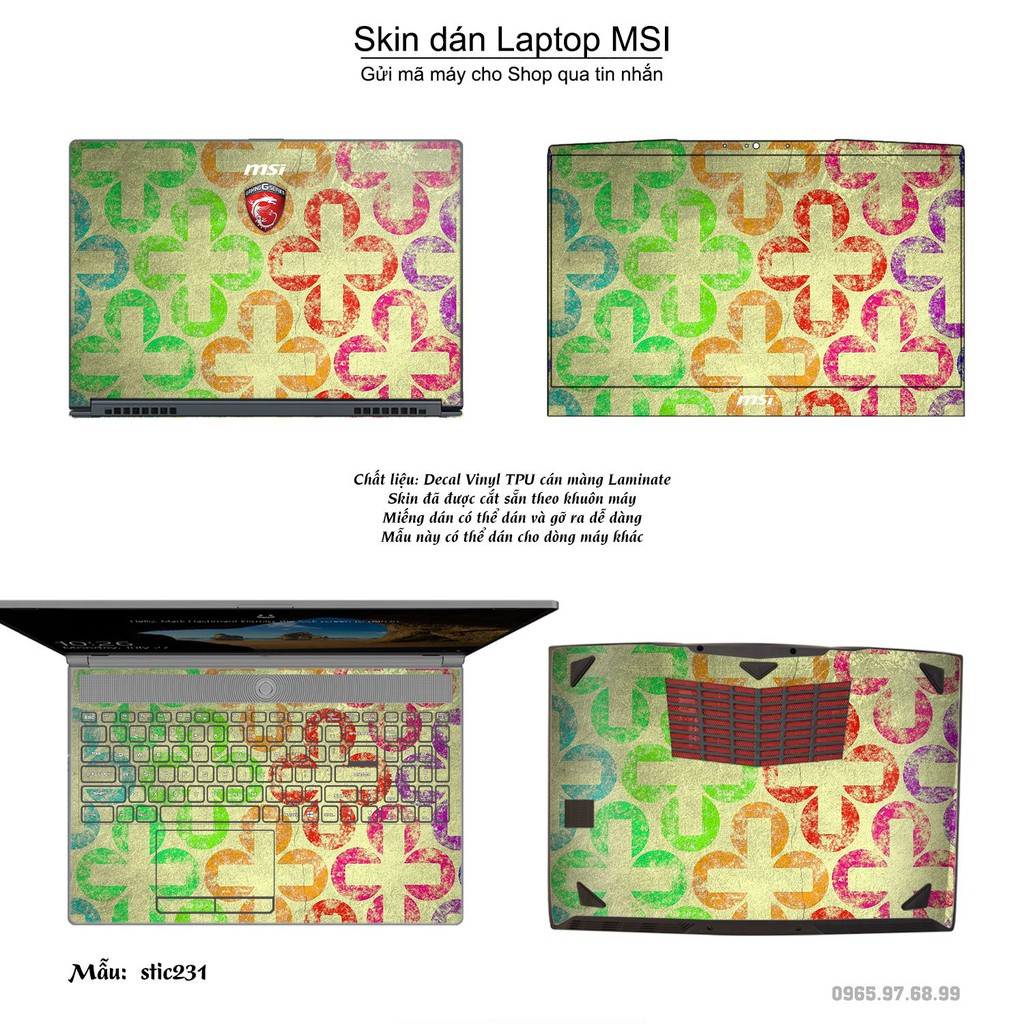 Skin dán Laptop MSI in hình Hoa văn sticker nhiều mẫu 37 (inbox mã máy cho Shop)