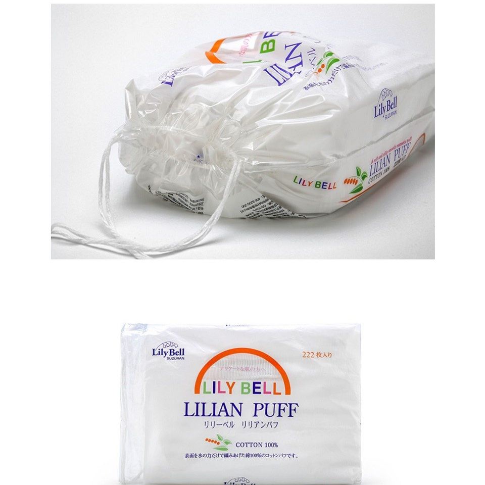 Bông tẩy trang Lily Bell 222 miếng 100% cotton mềm mịn và cực kỳ mỏng. Mỏng nhưng dai và không hề bị xơ bông