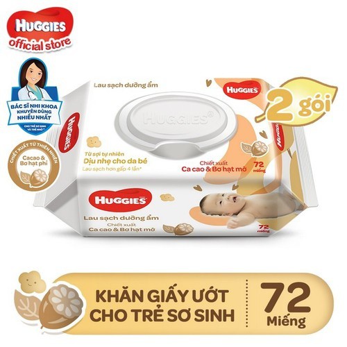 Khăn ướt Huggies không mùi (64 miếng/gói) - có mùi (72 miếng/gói)