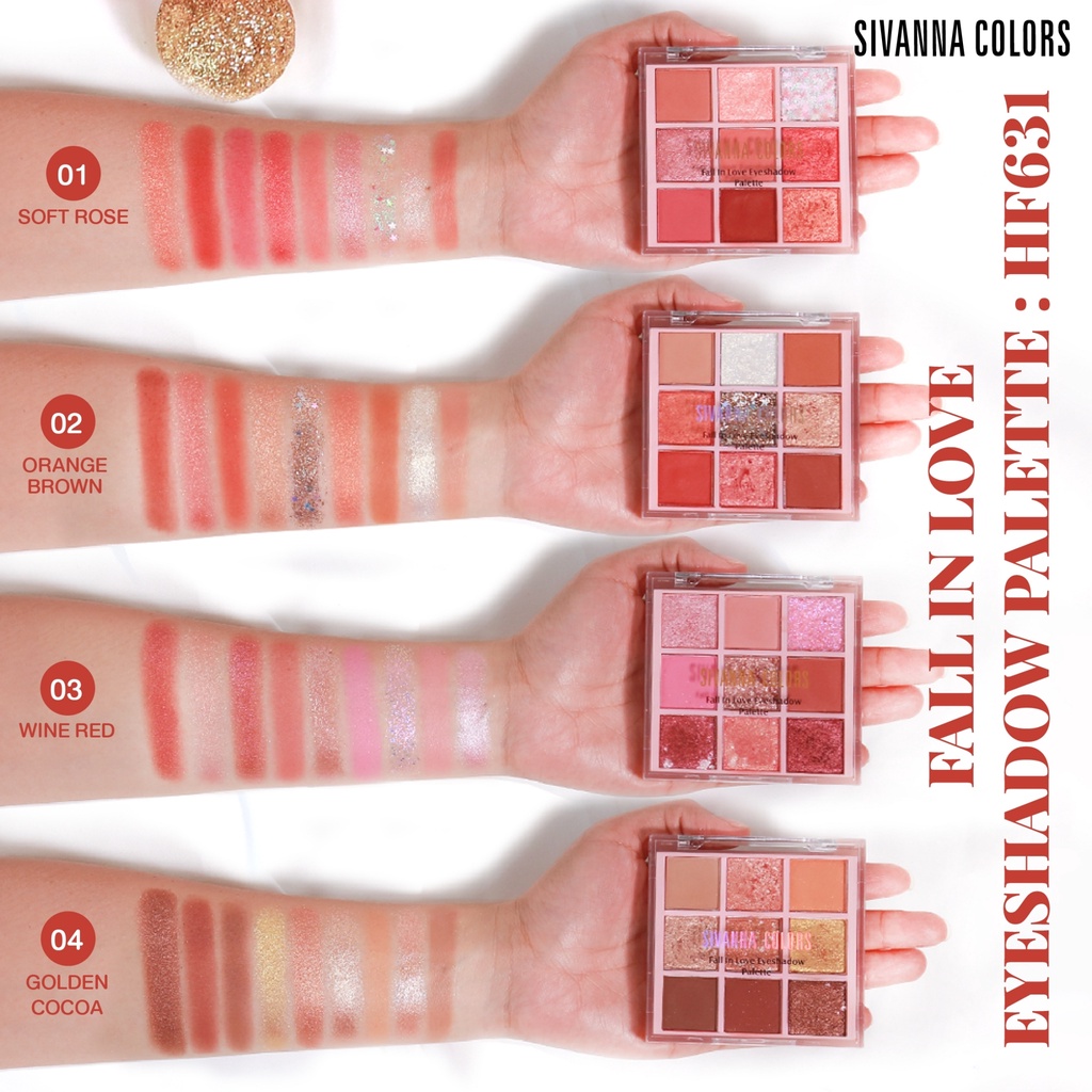 Bảng phấn mắt 9 ô tone ngọt ngào SIVANNA COLORS FALL IN LOVE EYESHADOW PALETTE : HF631