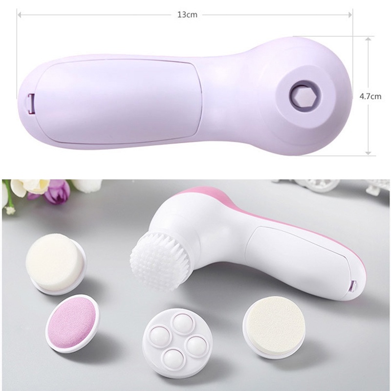 Máy Rửa Mặt Massage Sạch Sâu 5in1 Cao Cấp Kèm 5 Đầu Thay Thế Tiện Dụng, Giúp Rửa Sạch Mặt Và Làm Đẹp Da Hiệu Quả - G38