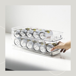 Khay 2 tầng đựng lon nước ngọt và bia trong tủ lạnh bằng nhựa cao cấp