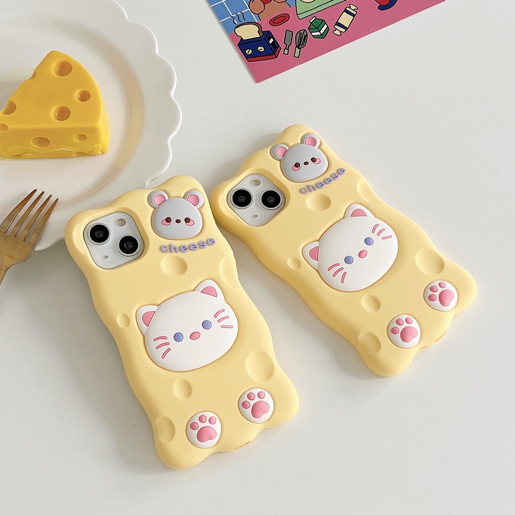 Ốp Điện Thoại Dẻo Họa Tiết Hoạt Hình Mèo / Chuột Dễ Thương Chống Rơi Cho iPhone 11 / 12 / 12PRO MAX / 13PRO MAX
