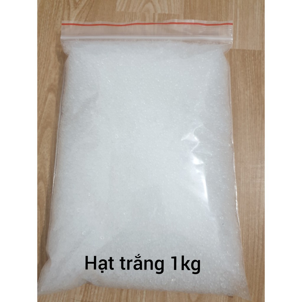 Túi 1Kg hạt hút ẩm, chống ẩm Silica gel đa năng màu trắng  TẶNG 10 TÚI VẢI.