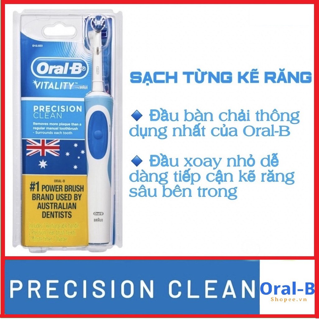 Bàn chải đánh răng điện Oral-B (ÚC) chính hãng - Dành cho người lớn, trẻ em - Giúp sạch mảng bám, chống viêm nướu