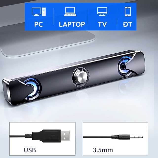 Loa Thanh Soundbar Gaming Siêu Trầm SADA V-110 Có Đèn LED Xanh Dùng Cho Tivi - Máy Vi Tính PC - Laptop Loa Công Suất Lớn