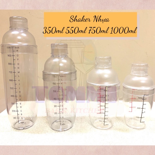 Bình Lắc Shaker Nhựa Shaker Dung Tích 550ml Và 750ml - Dụng Cụ Pha Chế