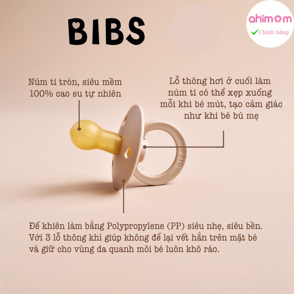 Ti giả BIBS, ti ngậm cho bé Đan Mạch chính hãng kèm nắp trứng hoặc hộp đựng - Ahimom