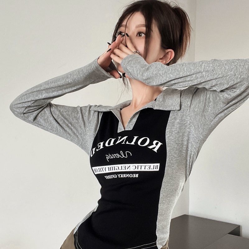 COZOK Áo polo Tay Dài Dáng Ôm Ngắn Thời Trang Trẻ Trung