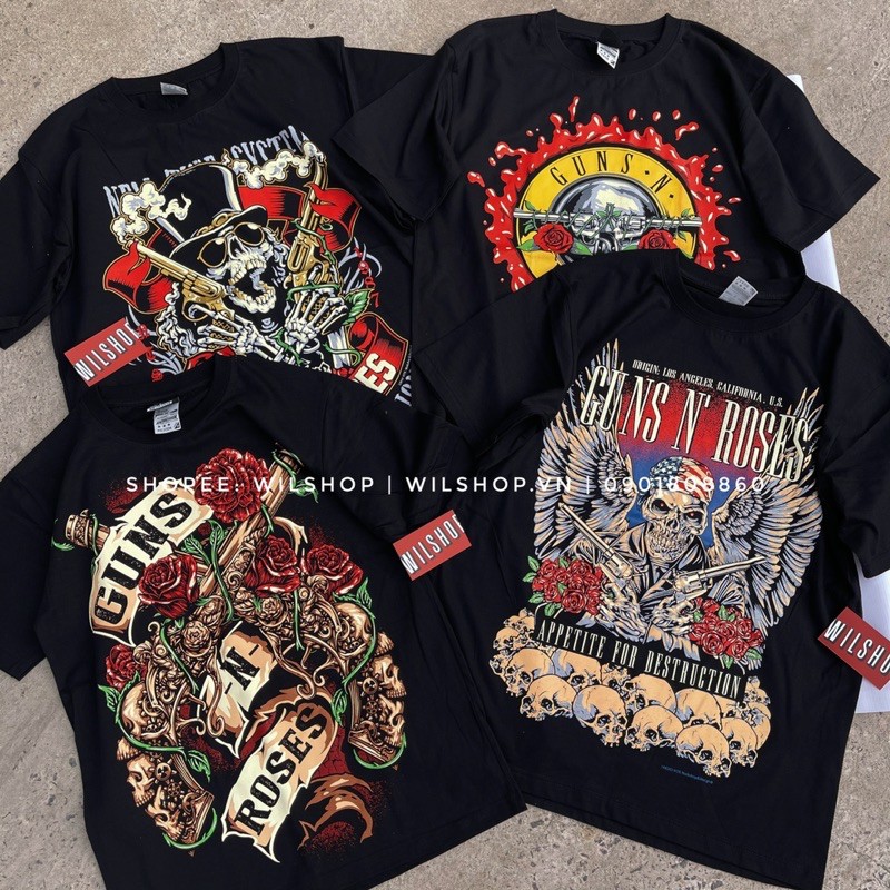 ÁO GUNS N' ROSES - ROCK BAND TEE - ÁO THUN ÁO PHÔNG NHẠC ROCK - ROCKTEE UNISEX GUN GUNS N ROSE ROSES