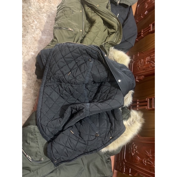 Áo parka zara hàng aut màu rêu