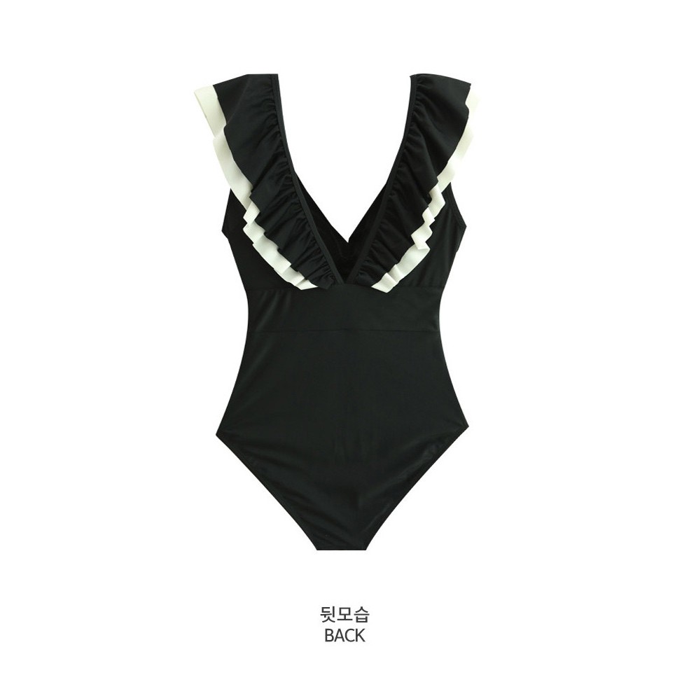 [HOT] Bikini Hàn Quốc bèo ngực đen trắng bộ liền  - Đồ bơi siêu sang chảnh, M03 | BigBuy360 - bigbuy360.vn