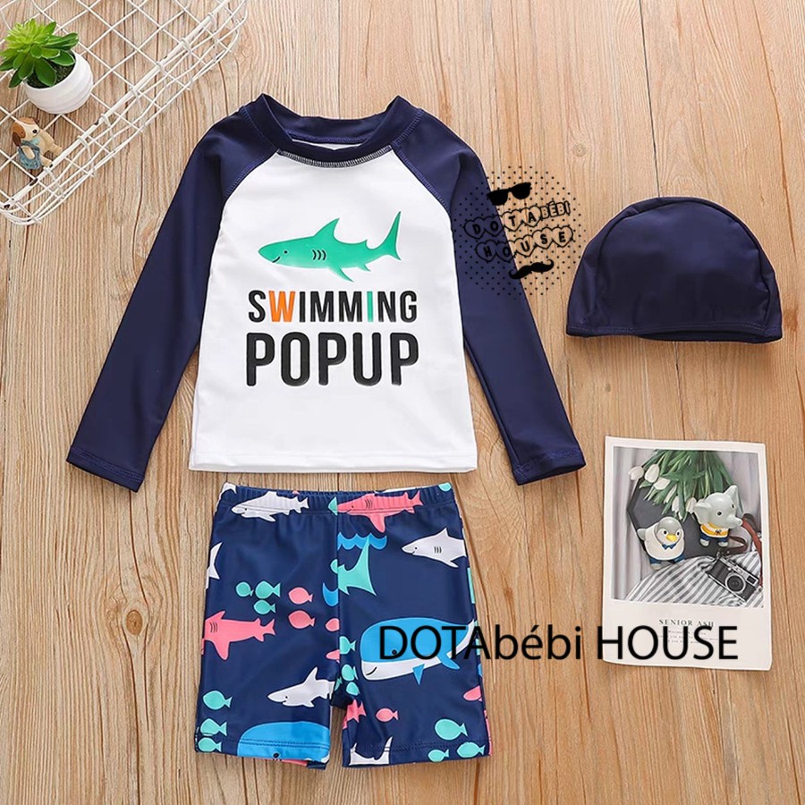 [23-48kg][có nón] Đồ bơi tay dài size đại cho bé lớn - DOTAbébi HOUSE