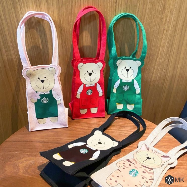 Tạp Dề dễ thương Gấu Cup Túi Xách Tay Tinh Khiết Cup Bìa đối với Sữa Nước Trái Cây Trà Đáng Yêu Không Mùi Nhỏ Quà Tặng Túi Xách Cho Ngoài Trời 【KING】