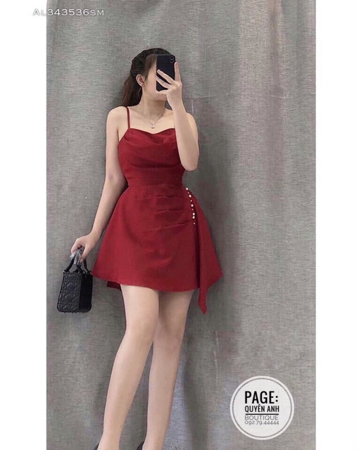 🌹 ĐẦM DỰ TIỆC DÁNG XOÈ HAI DÂY BÈO HÔNG ĐÍNH CƯỜM GIÁ RẺ
