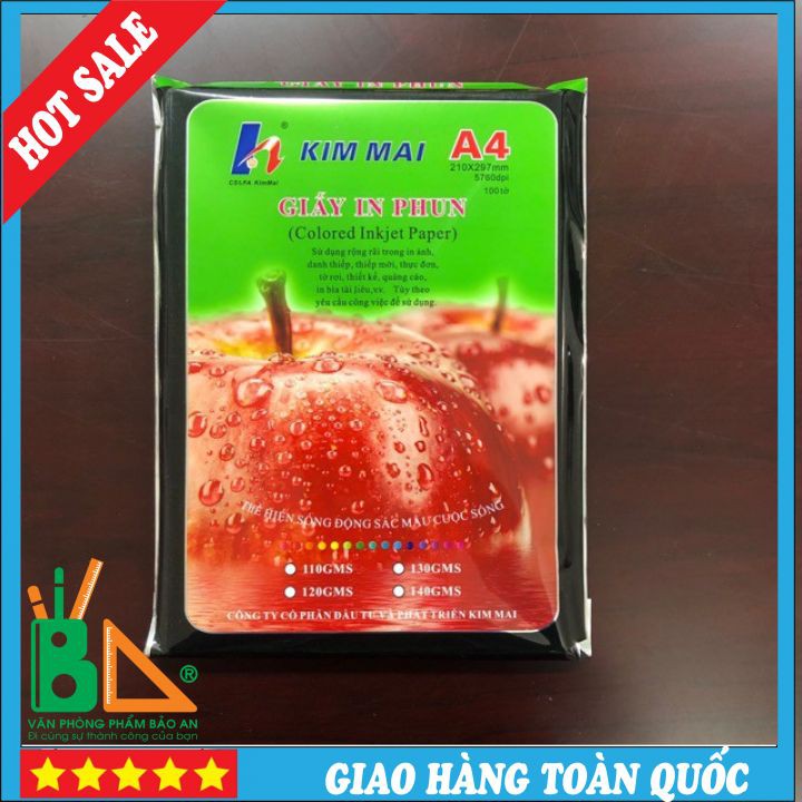 SALE Giấy In Phun Kim Mai 1 Mặt A4 Đl135g (Tập 50 Tờ)