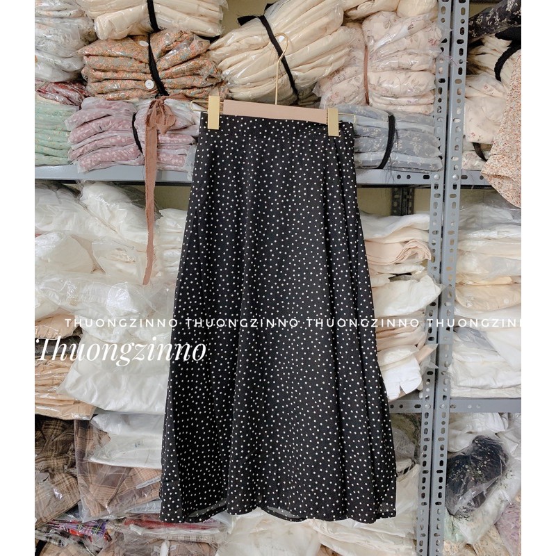[Ảnh thật/Video] [Ảnh thật/Video]Chân váy chấm bi maxi chữ A lưng cao hoạ tiết chấm bi phong cách cổ điển | BigBuy360 - bigbuy360.vn