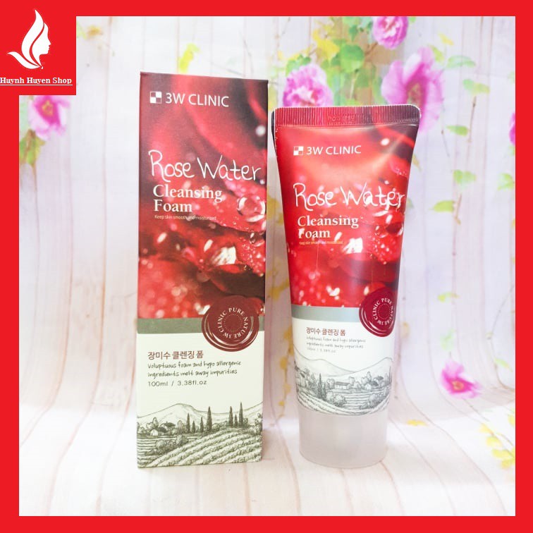 [chính hãng] sữa rữa mặt se khít lỗ chân lông 3W Clinic Rose Water Foam Cleansing Hàn Quốc