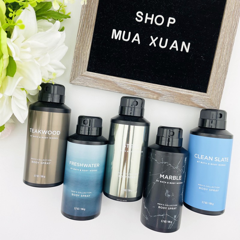 Xịt khử mùi toàn thân Bath &amp; Body Works Men's Collection nhiêu mùi, 104g