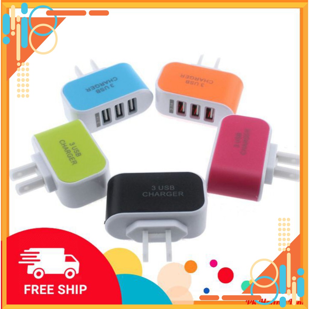 CỦ SẠC ĐA NĂNG ❤️FREESHIP❤️ Củ sạc 3 Cổng USB (Bảo hành 1 tháng) hana.case