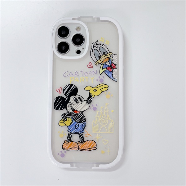 Ốp Điện Thoại Viền Đen Hình Mickey Donald 2 Trong 1 Cho iPhone 13 13 Pro Max 12 12Pro 12ProMax 111Promax X