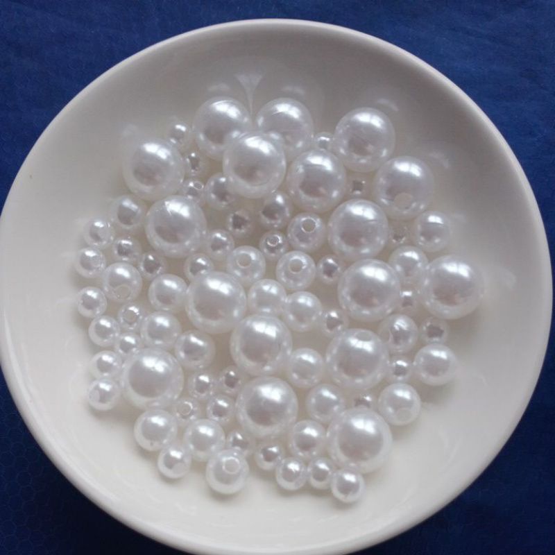 Gói 50 gram hạt nhựa giả ngọc trai 4-16mm màu trắng có lỗ