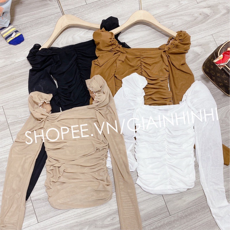 [ Mã WASTRUN4 giảm 10% tối đa 30K đơn 99K] Áo kiểu cổ vuông lưới rúm thân, mặc 2 mặt AK1501 - NhiNhi Shop | BigBuy360 - bigbuy360.vn