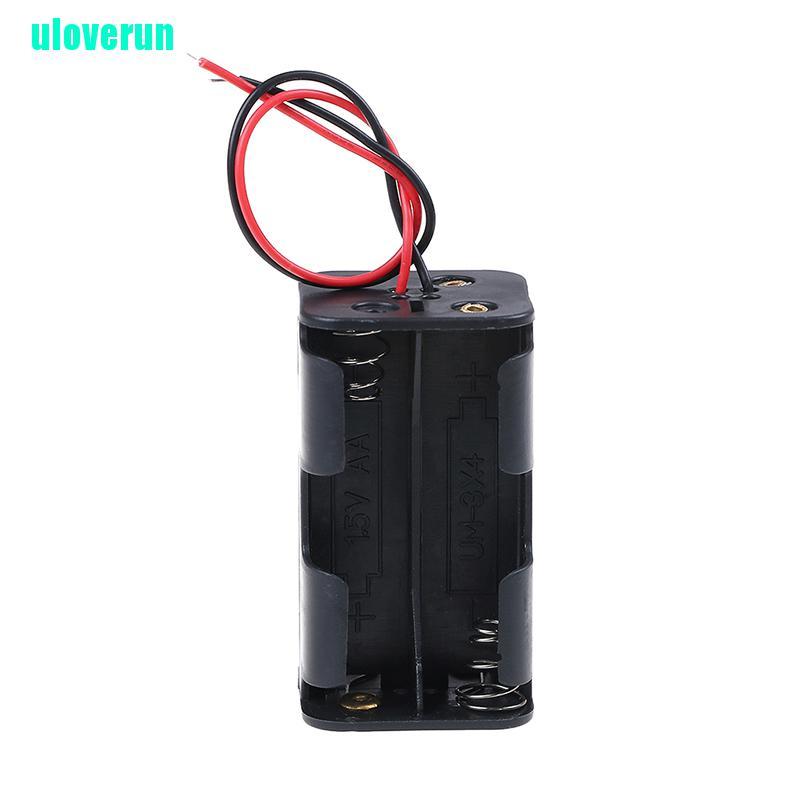 Uloverun Set 2 Khay Đựng Pin Bằng Nhựa Màu Đen Có Dây Cho 4 x AA