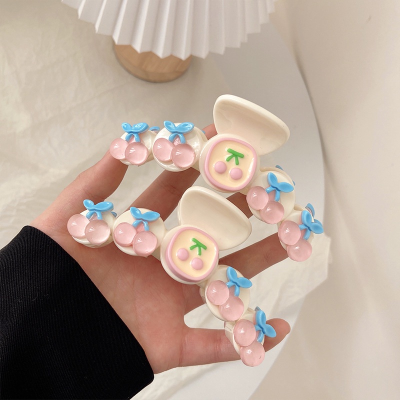 Kẹp Tóc Hình Trái Cherry / Cá Mập Cỡ Nhỏ Màu Trắng Thời Trang Hàn Quốc Xinh Xắn Cho Bé Gái