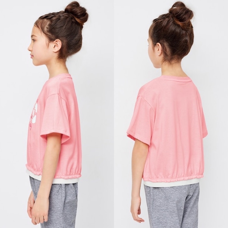 Áo phông ngắn tay bé gái tuổi teen NYC xinh xắn của GU - Nhật