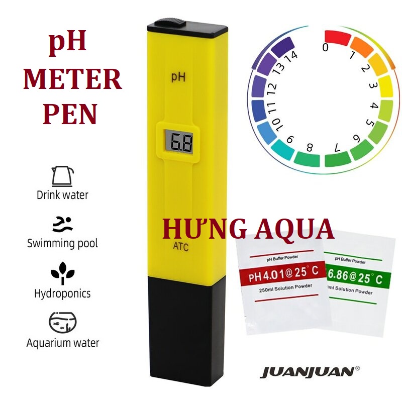 Bút đo pH, bút đo độ pH bể cá, pH meter pen kết quả nhanh và chính xác, Bộ đôi dung dịch tăng-giảm pH