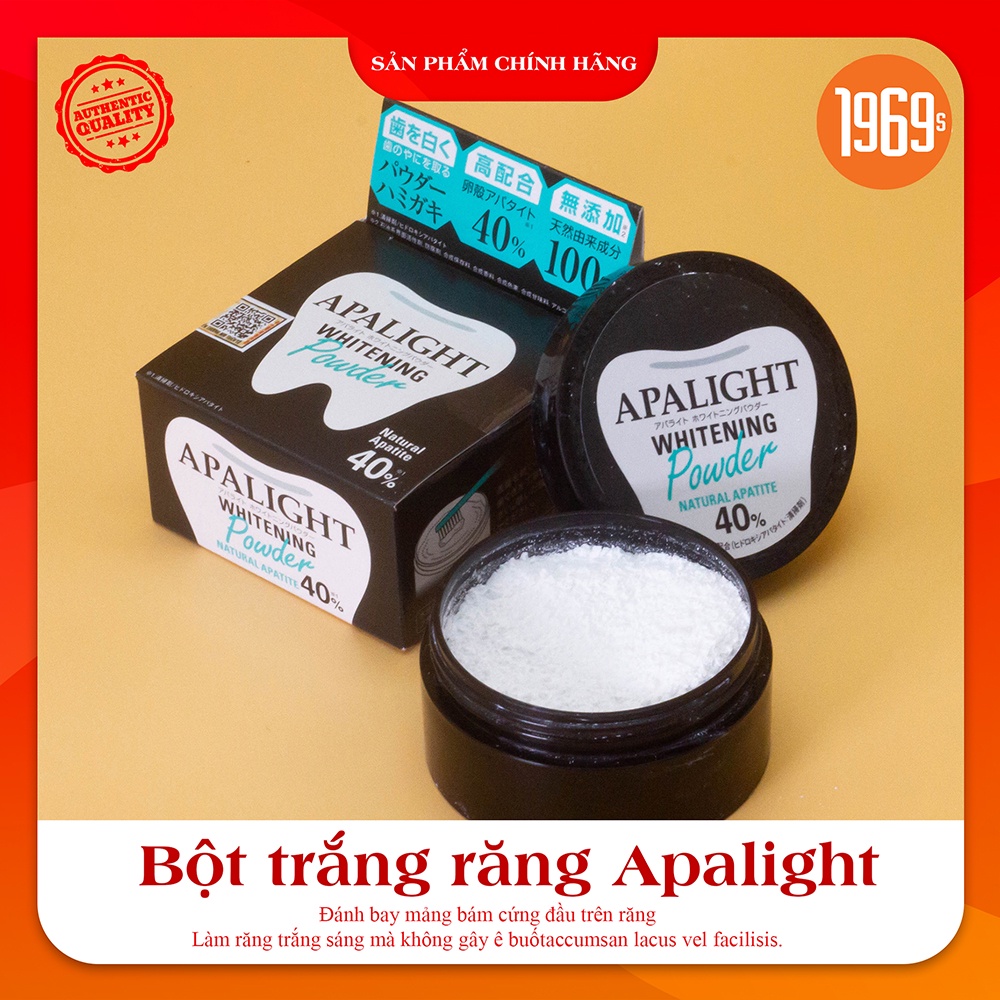 Bột làm trắng răng Apalight Nhật Bản phục hồi men răng, sạch mảng bám, giảm ố vàng, giảm hôi miệng 26g - 1969s Việt Nam