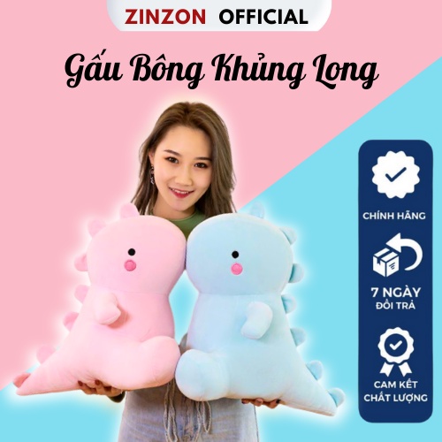 Gấu bông khủng long nhồi bông má hồng êm mịn dễ thương ZinZon