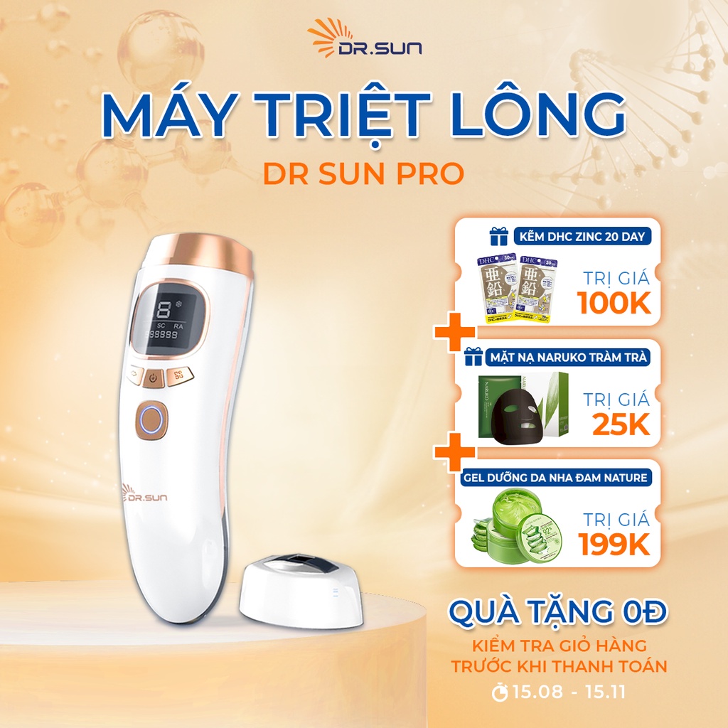 Máy triệt lông DR SUN PRO+ công nghệ triệt lạnh ICE COOL 10*C