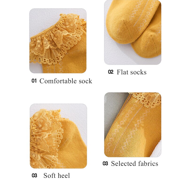 Vớ Cotton Mềm Phối Ren Đính Nơ Phong Cách Công Chúa Dành Cho Bé Gái Sơ Sinh