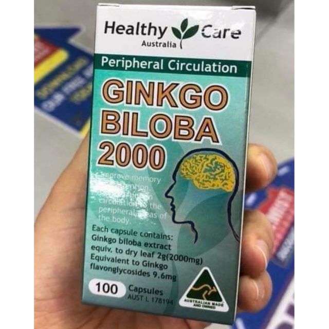 (Hàng Chemist Úc) Bổ Não Ginko BIloba 2000 mg của Healthy Care_100v