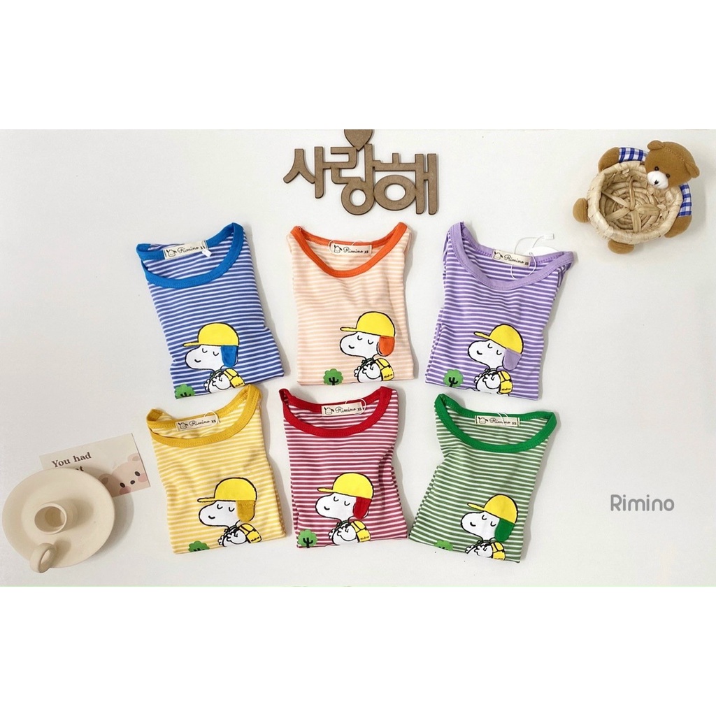 Bộ dài tay kẻ sọc hoạ tiết cún dễ thương cho bé Rimino