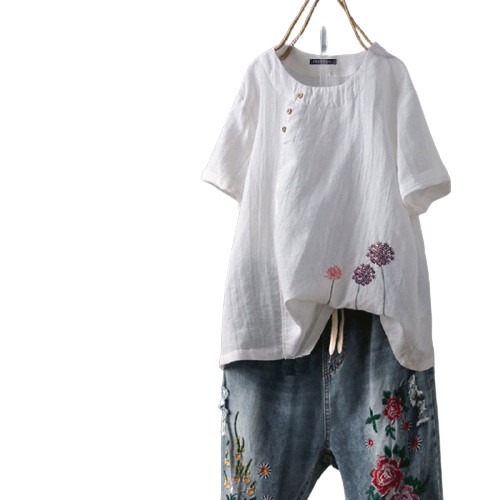 Áo tay ngắn họa tiết thêu ZANZEA thời trang cho nữ | BigBuy360 - bigbuy360.vn