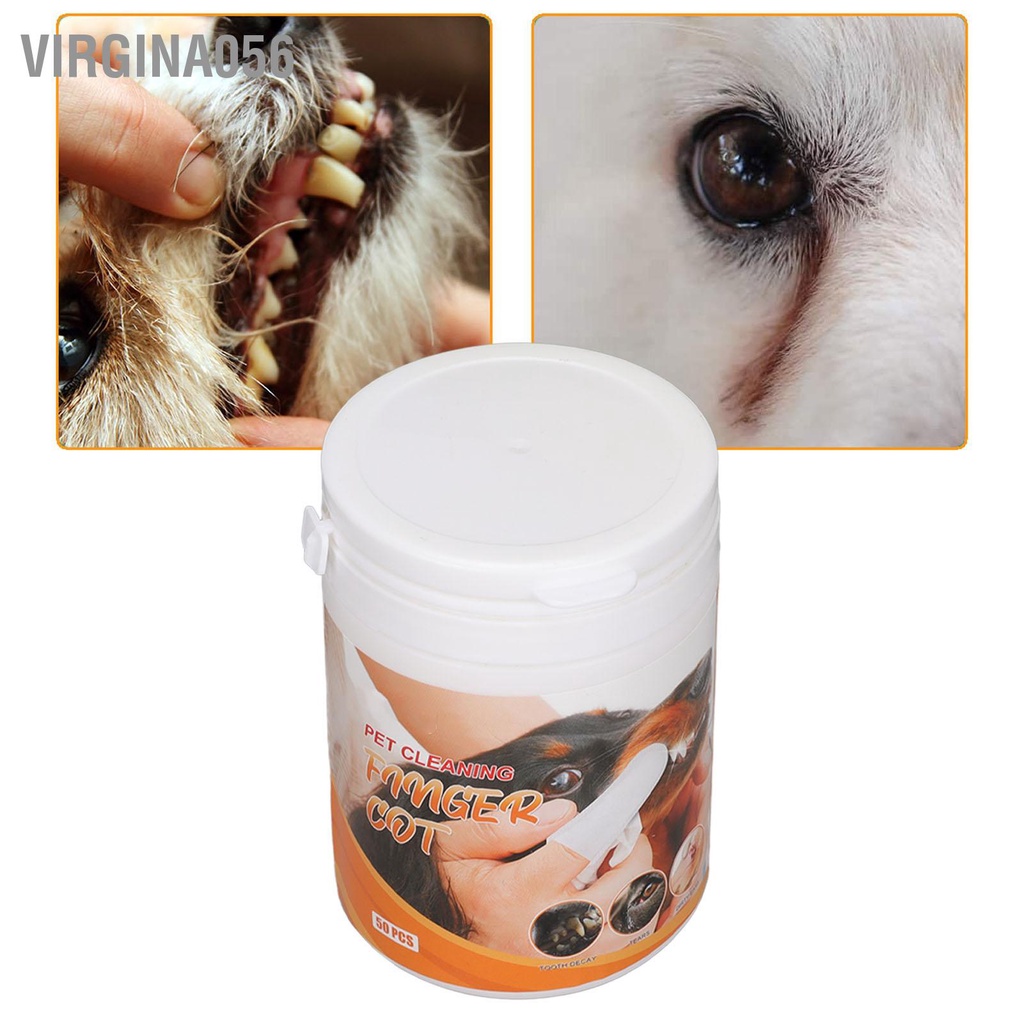 Virgina056 50 Khăn lau Làm sạch Răng Thú cưng Che ngón tay