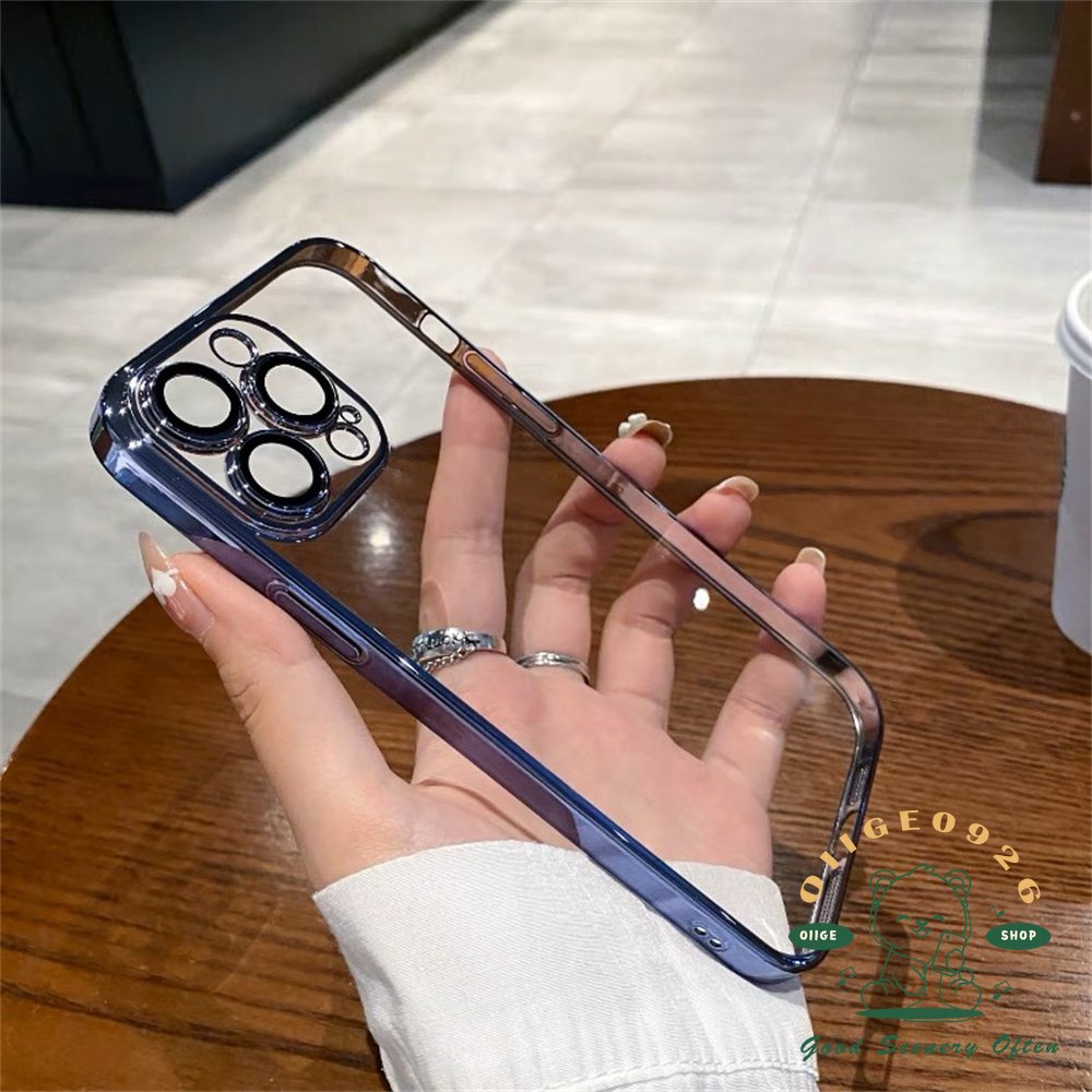 Ốp Điện Thoại PC Màu Tím Đậm Mẫu Mới Với Khung Lọc Bụi Mạ Điện Cho iPhone 14 / 13 / 12 / 11 ProMax