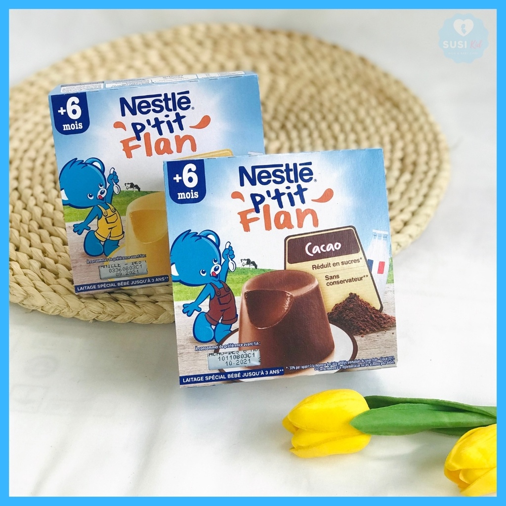 [ĂN DẶM] Bánh Flan Nestle Pháp Cho bé ăn dặm từ 6th+ ( khay/4 hũ*100g)  Date 2022